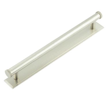 Click Here To Enlarge This Photo Of HOX-160SN-6060SN Frelan Hardware Hoxton Wenlock Cabinet Handle 224mm on Stepped Backplate Satin Nickel