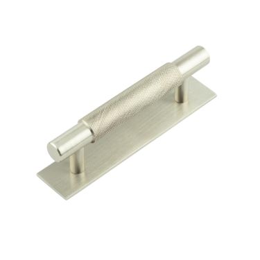 Click Here To Enlarge This Photo Of HOX-2050SN-5050SN Frelan Hardware Hoxton Taplow Cabinet Handle 96mm on Plain Backplate Satin Nickel