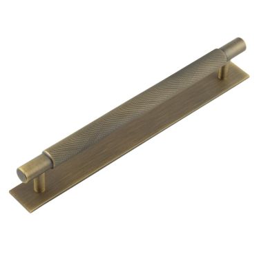 Click Here To Enlarge This Photo Of HOX-2060AB-5060AB Frelan Hardware Hoxton Taplow Cabinet Handle 224mm on Plain Backplate Antique Brass