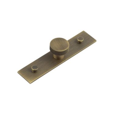 Click Here To Enlarge This Photo Of HOX-230AB-5090AB Frelan Hardware Hoxton Thaxted Cupboard Knob 30mm on Plain Backplate Antique Brass
