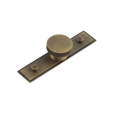 Click Here To Enlarge This Photo Of HOX-240AB-6090AB Frelan Hardware Hoxton Thaxted Cupboard Knob 40mm on Stepped Backplate Antique Brass