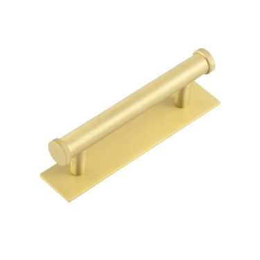 Click Here To Enlarge This Photo Of HOX-250SB-5050SB Frelan Hardware Hoxton Thaxted Cabinet Handle 96mm on Plain Backplate Satin Brass