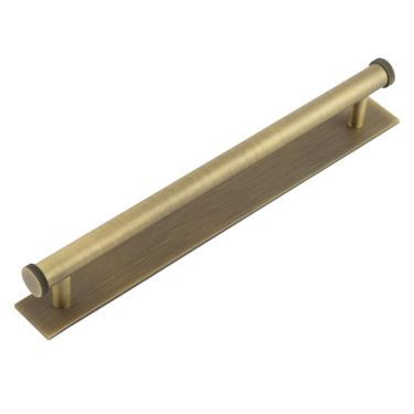 Click Here To Enlarge This Photo Of HOX-260AB-5060AB Frelan Hardware Hoxton Thaxted Cabinet Handle 224mm on Plain Backplate Antique Brass