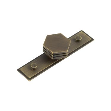 Click Here To Enlarge This Photo Of HOX-340AB-6090AB Frelan Hardware Hoxton Nile Cupboard Knob 40mm on Stepped Backplate Antique Brass