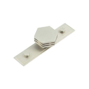 Click Here To Enlarge This Photo Of HOX-340SN-6090SN Frelan Hardware Hoxton Nile Cupboard Knob 40mm on Stepped Backplate Satin Nickel