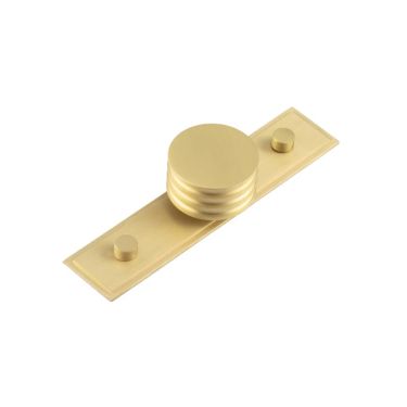 Click Here To Enlarge This Photo Of HOX-440SB-6090SB Frelan Hardware Hoxton Sturt Cupboard Knob 40mm on Stepped Backplate Satin Brass
