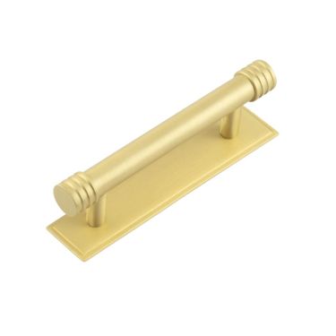 Click Here To Enlarge This Photo Of HOX-450SB-6050SB Frelan Hardware Hoxton Sturt Cabinet Handle 96mm on Stepped Backplate Backplate Satin Brass