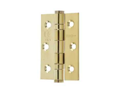 Click Here To Enlarge This Photo Of J9502EB Frelan Hardware Jedo Grade 7 &lpar;Stainless Steel&rpar; Ball Bearing Hinges 76mm x 50mm Polished Brass