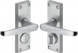 V3935-SC Heritage Brass Door Handle For Privacy Set Victoria Short Design Satin Chrome Finish