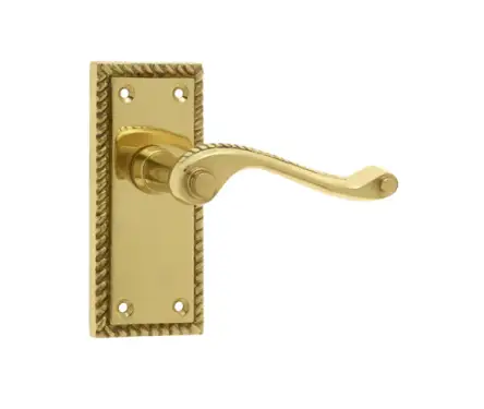 Click Here To Enlarge This Photo Of JG2PB Frelan Hardware Jedo Georgian Suite Door Handles on Short Latchplate Polished Brass
