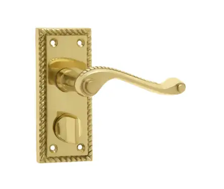 Click Here To Enlarge This Photo Of JG2PRPB Frelan Hardware Jedo Georgian Suite Door Handles on Privacy Plate Polished Brass