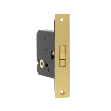 Click Here To Enlarge This Photo Of JL840SB Frelan Hardware Jedo Sliding Door Bathroom Lock &lpar;56mm Backset&rpar; Satin Brass