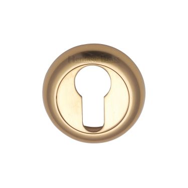 Click Here To Enlarge This Photo Of V4004-PB Heritage Brass Euro Profile Cylinder Escutcheon Polished Brass Finish