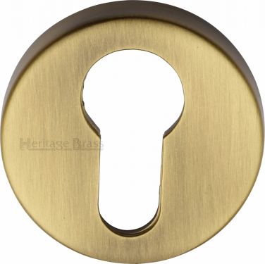 Click Here To Enlarge This Photo Of V4008-AT Heritage Brass Euro Profile Cylinder Escutcheon Antique Brass Finish