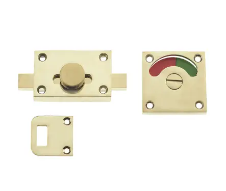Click Here To Enlarge This Photo Of JV2552PVD Frelan Hardware Jedo Bathroom Indicator Bolt 50mm x 50mm Polished Brass