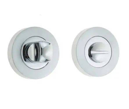 Click Here To Enlarge This Photo Of JV2666PCSC Frelan Hardware Jedo Designer Turn & Release on Round Rose without Indicator 50x10mm Satin &sol; Polished Chrome