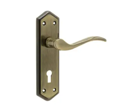 Click Here To Enlarge This Photo Of JV280AB Frelan Hardware Jedo Paris Suite Door Handles on Lockplate Antique Brass