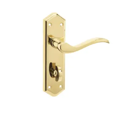 Click Here To Enlarge This Photo Of JV283PVD Frelan Hardware Jedo Paris Suite Door Handles on Bathroom Plate PVD Brass