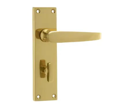 Click Here To Enlarge This Photo Of JV30BPB Frelan Hardware Jedo Victorian Straight Door Handles on Bathroom Plate Polished Brass