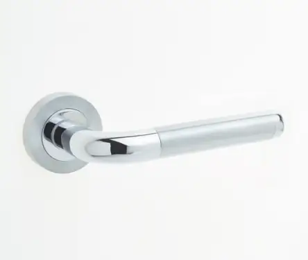 Click Here To Enlarge This Photo Of JV430PCSC Frelan Hardware Jedo Twin Door Handles on Rose Polished Chrome&sol;Satin Chrome