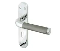 JV431PCSC Frelan Hardware Jedo Twin Suite Door Handles on Lockplate Polished Chrome&sol;Satin Chrome