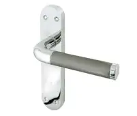 JV432PCSC Frelan Hardware Jedo Twin Suite Door Handles on Latchplate Polished Chrome&sol;Satin Chrome