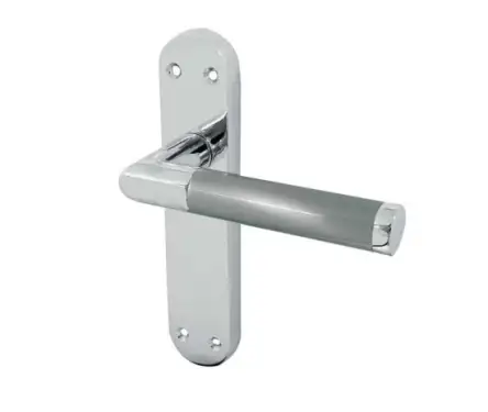Click Here To Enlarge This Photo Of JV437PCSC Frelan Hardware Jedo Mitred Suite Door Handles on Latchplate Polished Chrome&sol;Satin Chrome