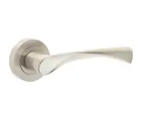 JV504SN Frelan Hardware Jedo Twirl Door Handles on Rose Satin Nickel