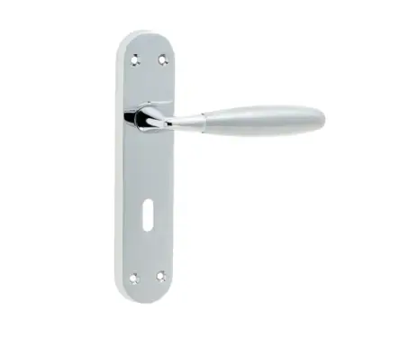Click Here To Enlarge This Photo Of JV531PCSC Frelan Hardware Jedo Stylo Suite Door Handles on Lockplate Polished Chrome&sol;Satin Chrome