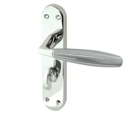 Click Here To Enlarge This Photo Of JV533PCSC Frelan Hardware Jedo Stylo Suite Door Handles on Bathroom Plate Polished Chrome&sol;Satin Chrome