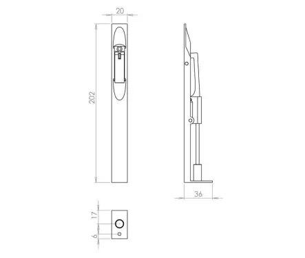 Click Here To Enlarge This Photo Of JV5640CSC Frelan Hardware Jedo Brass Lever Action Flush Bolt 200mm x 19mm Satin Chrome