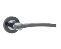 JV780PCBN Frelan Hardware Jedo Modena Door Handles on Rose Polished Chrome&sol;Polished Black Nickel