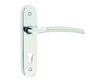 JV862PCSC Frelan Hardware Jedo Lorenzo Kontrax Suite Door Handles on Lockplate Polished Chrome&sol;Satin Chrome
