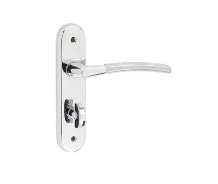 Click Here To Enlarge This Photo Of JV864PCSC Frelan Hardware Jedo Lorenzo Kontrax Suite Door Handles on Bathroom Plate Polished Chrome&sol;Satin Chrome