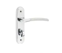JV864PCSC Frelan Hardware Jedo Lorenzo Kontrax Suite Door Handles on Bathroom Plate Polished Chrome&sol;Satin Chrome