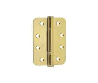 J9633PVD Frelan Hardware Certifire Grade 13 &lpar;Stainless Steel&rpar; Radius 3 Knuckle Polymer Bearing Hinges 102mm x 76mm x 3mm Polished Brass &lpar;Pack of 3&rpar;