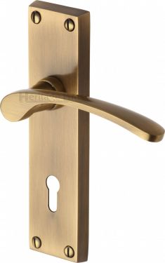 Click Here To Enlarge This Photo Of V4130-AT Heritage Brass Door Handle Lever Lock Sophia Design Antique Brass Finish