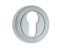 JV503EPCSC Frelan Hardware Jedo Dual Euro Profile Escutcheon on 50mm Round Rose Polished Chrome &sol; Satin Chrome