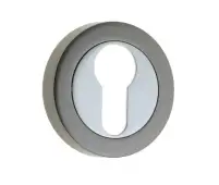 JV503EPCBN Frelan Hardware Jedo Dual Euro Profile Escutcheon on 50mm Round Rose Polished Chrome &sol; Polished Black Nickel