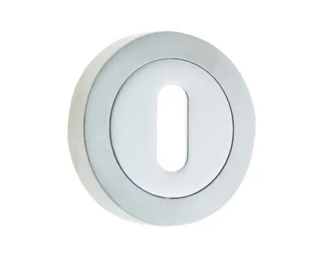 Click Here To Enlarge This Photo Of JV503PCSC Frelan Hardware Jedo Dual Standard Keyway Escutcheon on 50mm Round Rose Polished Chrome &sol; Satin Chrome
