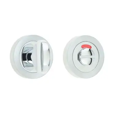 Click Here To Enlarge This Photo Of JV421PCSC Frelan Hardware Jedo Designer Turn & Release 50mm Round Rose with Indicator 50x10mm Polished Chrome &sol; Satin Chrome