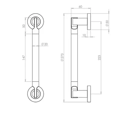 Click Here To Enlarge This Photo Of JV791PCSC Frelan Hardware Jedo Lydia Pull Handle 225mm Polished Chrome &sol; Satin Chrome