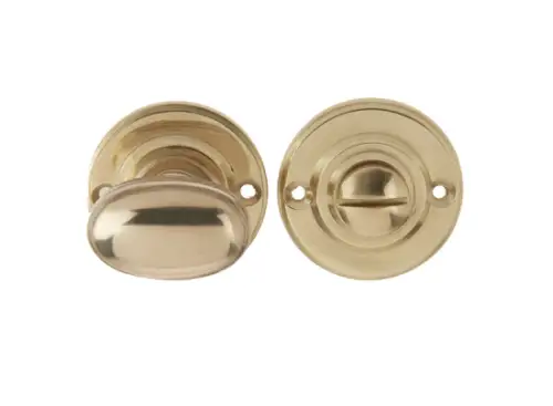 Click Here To Enlarge This Photo Of JV2680PB Frelan Hardware Jedo Oval Ringed Turn & Release 40mm Polished Brass