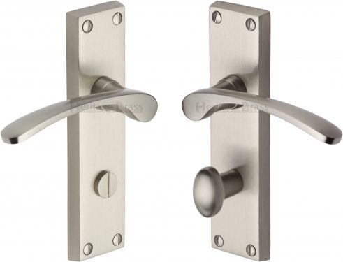 Click Here To Enlarge This Photo Of V4142-SN Heritage Brass Door Handle For Bathroom Sophia Design Satin Nickel Finish