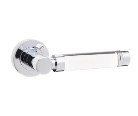 Click Here To Enlarge This Photo Of JH5314PC Frelan Hardware Jedo Milo Door Handles on Rose - Plain Glass&sol;Polished Chrome