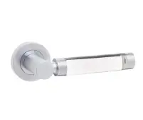 JH5314SC Frelan Hardware Jedo Milo Door Handles on Rose - Plain Glass&sol;Satin Chrome