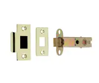 JL6666S-80 Frelan Hardware Jedo Double Sprung Tubular Latch 78mm Polished Brass &sol; Satin Chrome