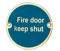 JS100PB Frelan Hardware &lpar;Stainless Steel&rpar; Fire Door Keep Shut Sign 75mm Polished Brass