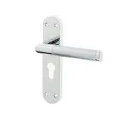 JV436EPCSC Frelan Hardware Mitred Suite Door Handle on Euro Profile Lockplate Polished Chrome&sol;Satin Chrome