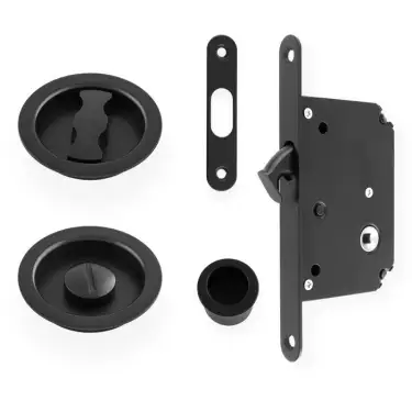 Click Here To Enlarge This Photo Of AW110RBL - Alexander & Wilks Radius Sliding Door Lock Set &lpar;Round Roses&rpar;  - Black